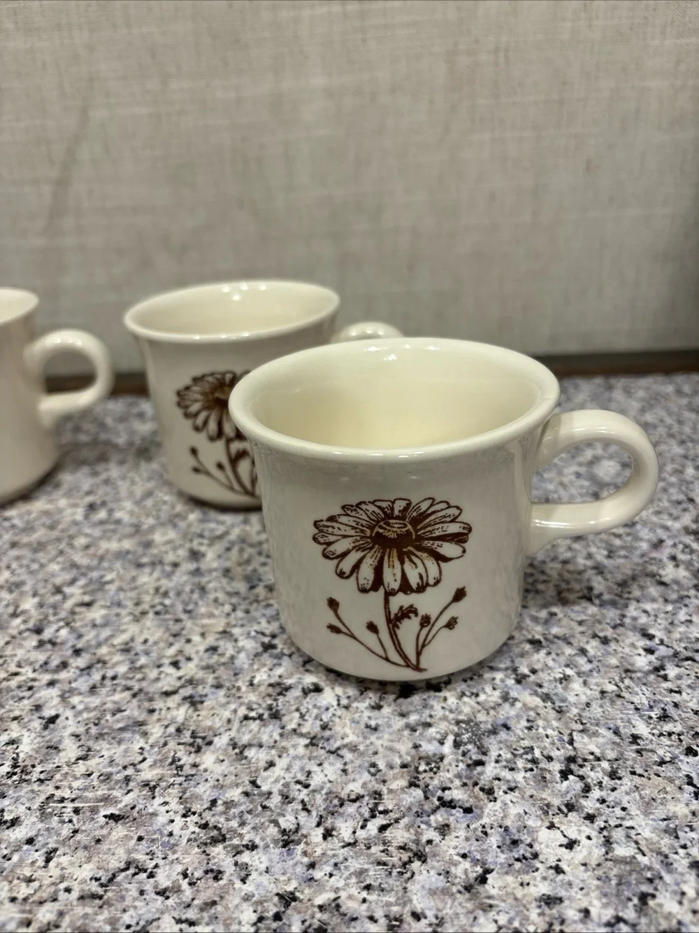 RARE Vintage Daisy Ceramic Cup/Mug Royal China USA Americana Autumn Mist Set - 4